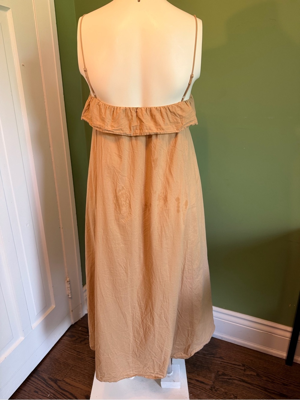 H&M Tan Ruffle-Trim Maxi Dress Small - Picture 6 of 10